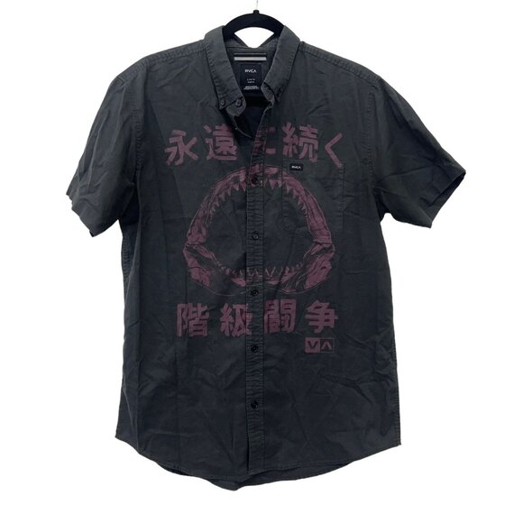RVCA Gray Shirt with Pink Graphic - Picture 1 of 8